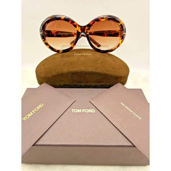 Tom Ford Liya-02 Dark Tortoise Havana Round Frame Sunglasses W/Case & Box main image 10